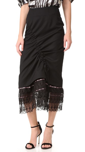 Preen By Thornton Bregazzi Owen Lace Skirt In Black | ModeSens