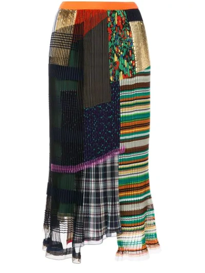 Kolor Mixed-print Pleated Skirt In Multicolour