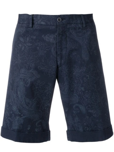 Etro Paisley Pattern Shorts In Blue
