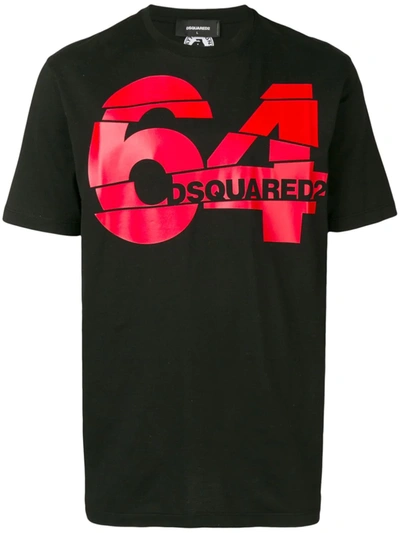 Dsquared2 64 Logo Printed T-shirt In 900 Black