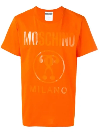 Moschino Logo Print T In Orange