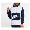Nike Men's Sportswear Hybrid Half-zip Hoodie In White / Blue Size Medium Cotton/100% Polyester