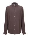 Fedeli Solid Color Shirt In Dark Brown