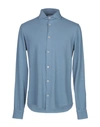 Fedeli Solid Color Shirt In Slate Blue