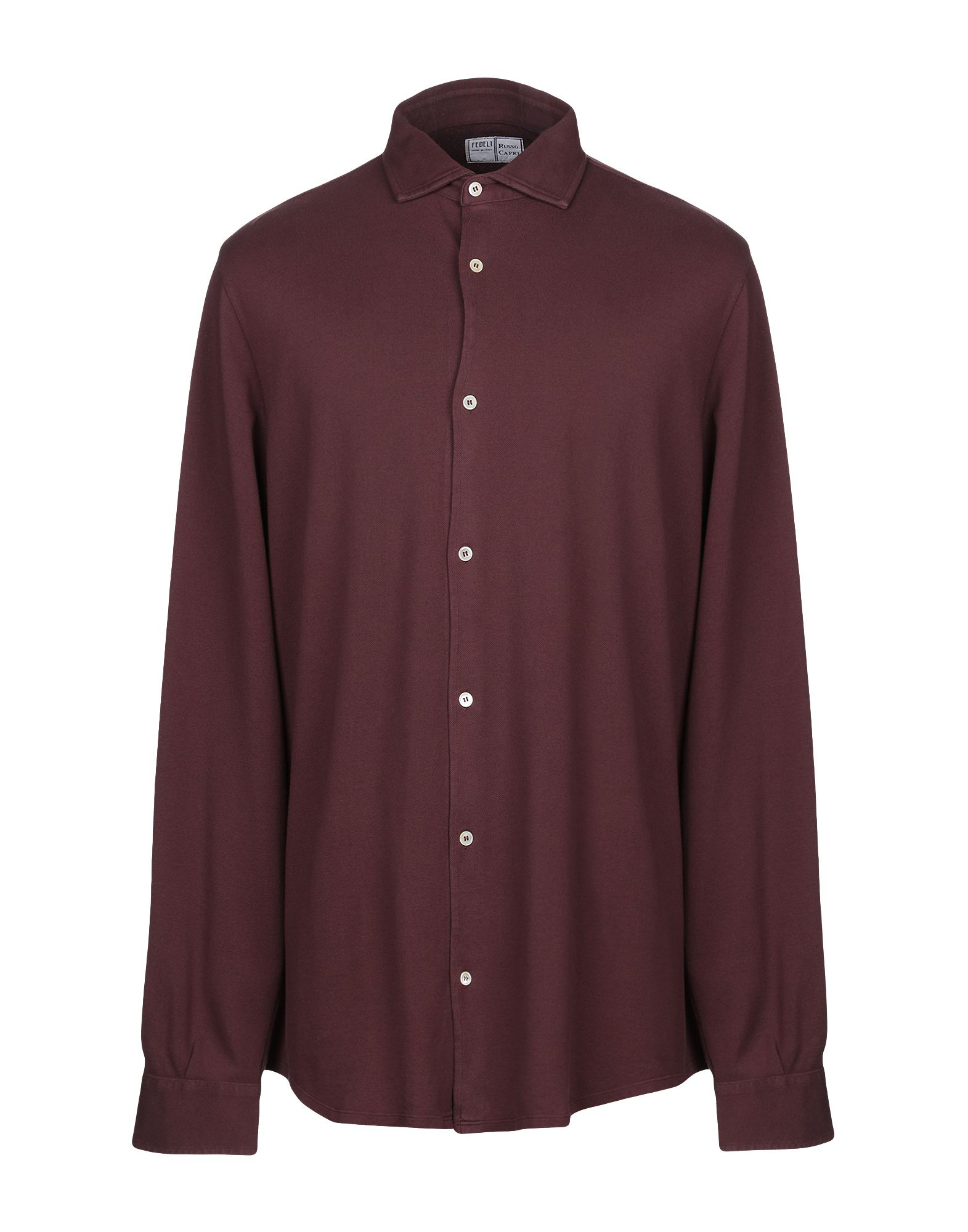 Fedeli Solid Color Shirt In Maroon | ModeSens