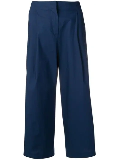 Etro Cropped High-waisted Trousers In Blue