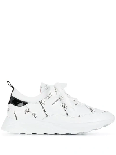 Blumarine Logo Print Trainers In White