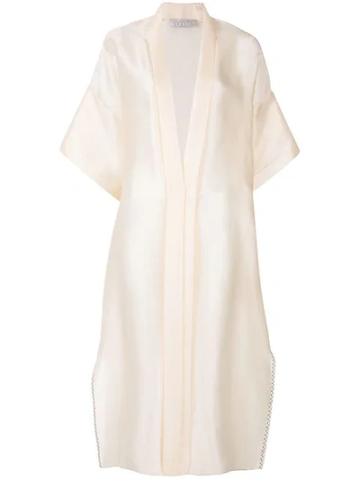 Abadia Lightweight Silk Organza Coat In Neutrals