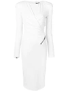 Tom Ford Gathered Fitted Midi Dress In White