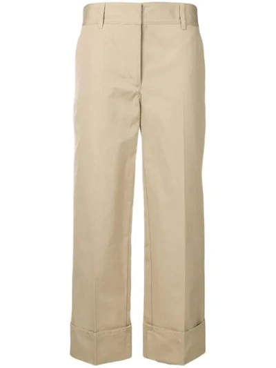 Prada Wide-leg Tailored Trousers In Neutrals
