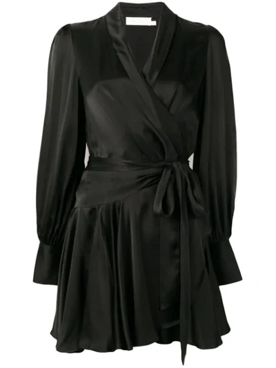 Zimmermann Short Wrap Dress In Black