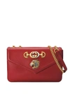 Gucci Medium Rajah Leather Shoulder Bag In Red