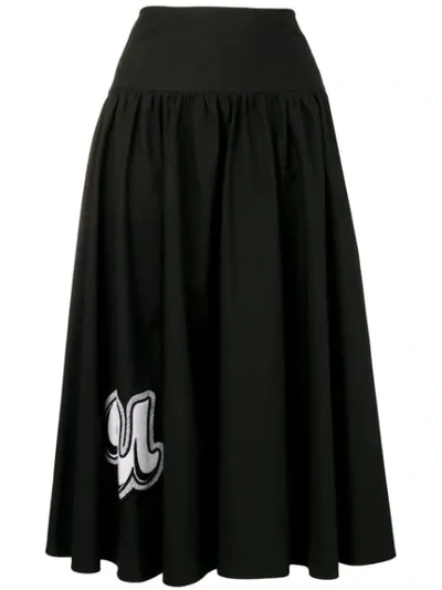 Pinko Embroidered Full Skirt In Black