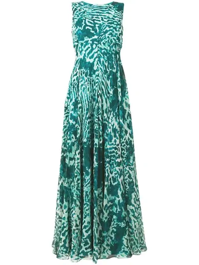 Max Mara Lugano Leopard-print Silk Maxi Dress In Green