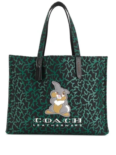 Coach 1941 X Disney Thumper Tote In Green Multi/black Copper