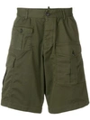 Dsquared2 33.5cm Boxer Cotton Canvas Cargo Shorts In Verde