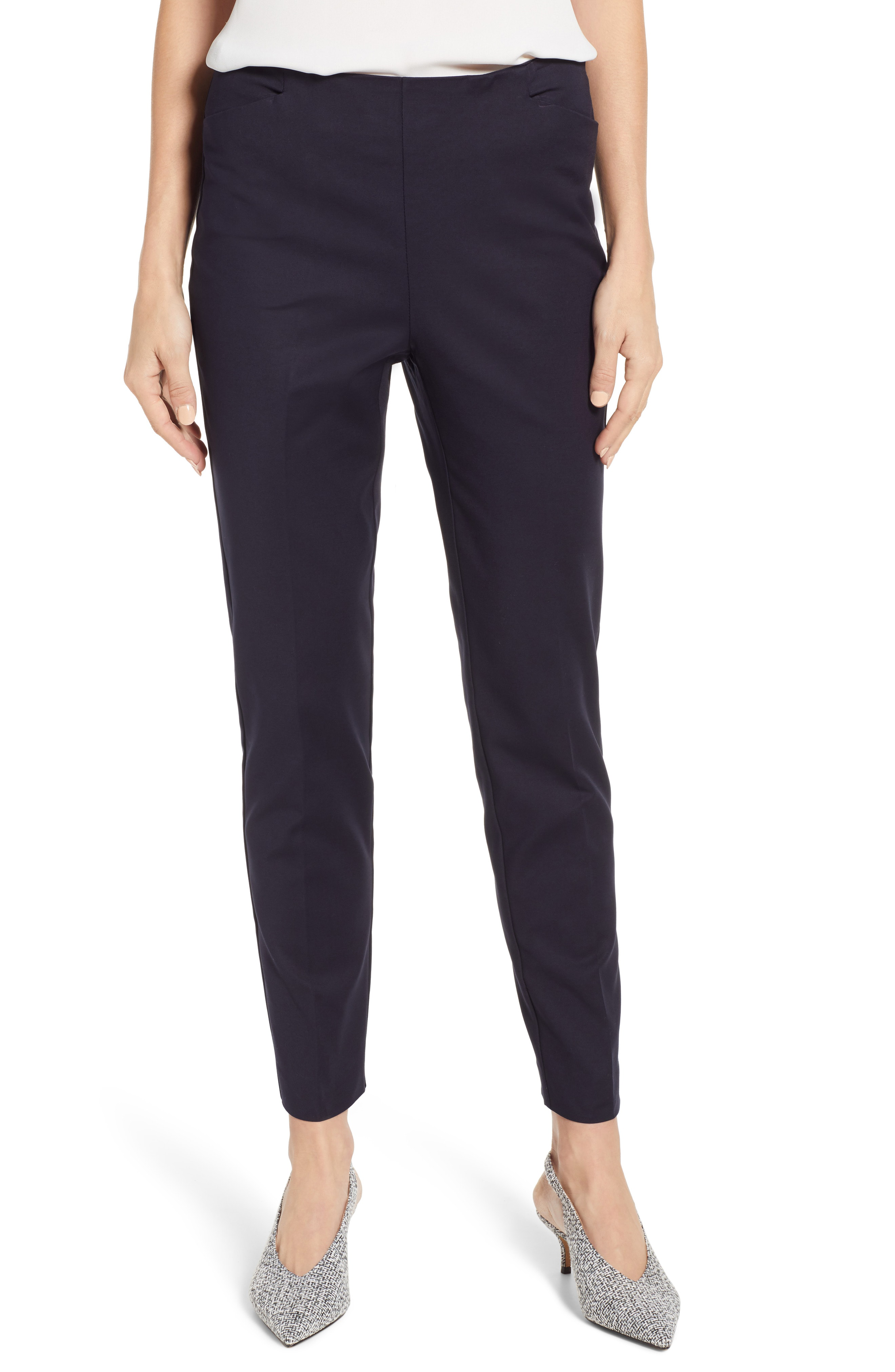 Vince Camuto Side Zip Stretch Cotton Blend Pants In Classic Navy | ModeSens