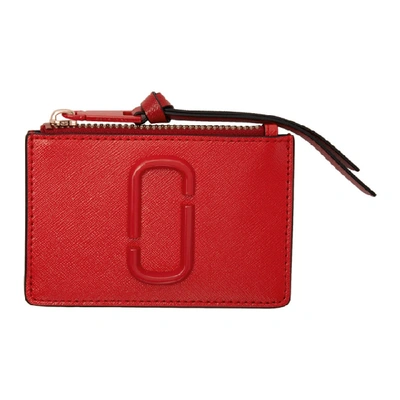 Marc Jacobs The Snapshot Dtm Zip Coated Leather Card Case In Geranium