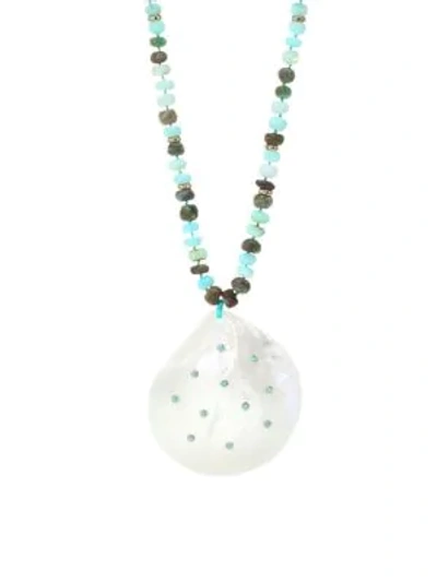 Nest 22k Goldplated, Opal & Mother-of-pearl Shell Pendant Necklace In White