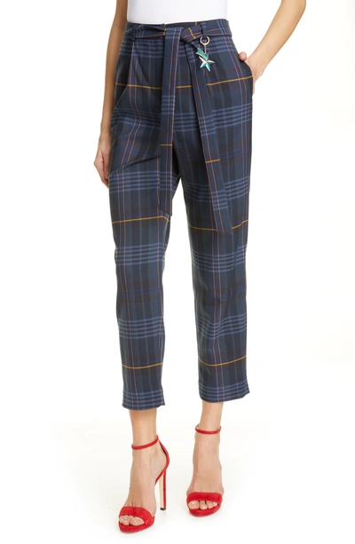 Ted Baker Colour By Numbers Carrie Check Crop Pants In Navy