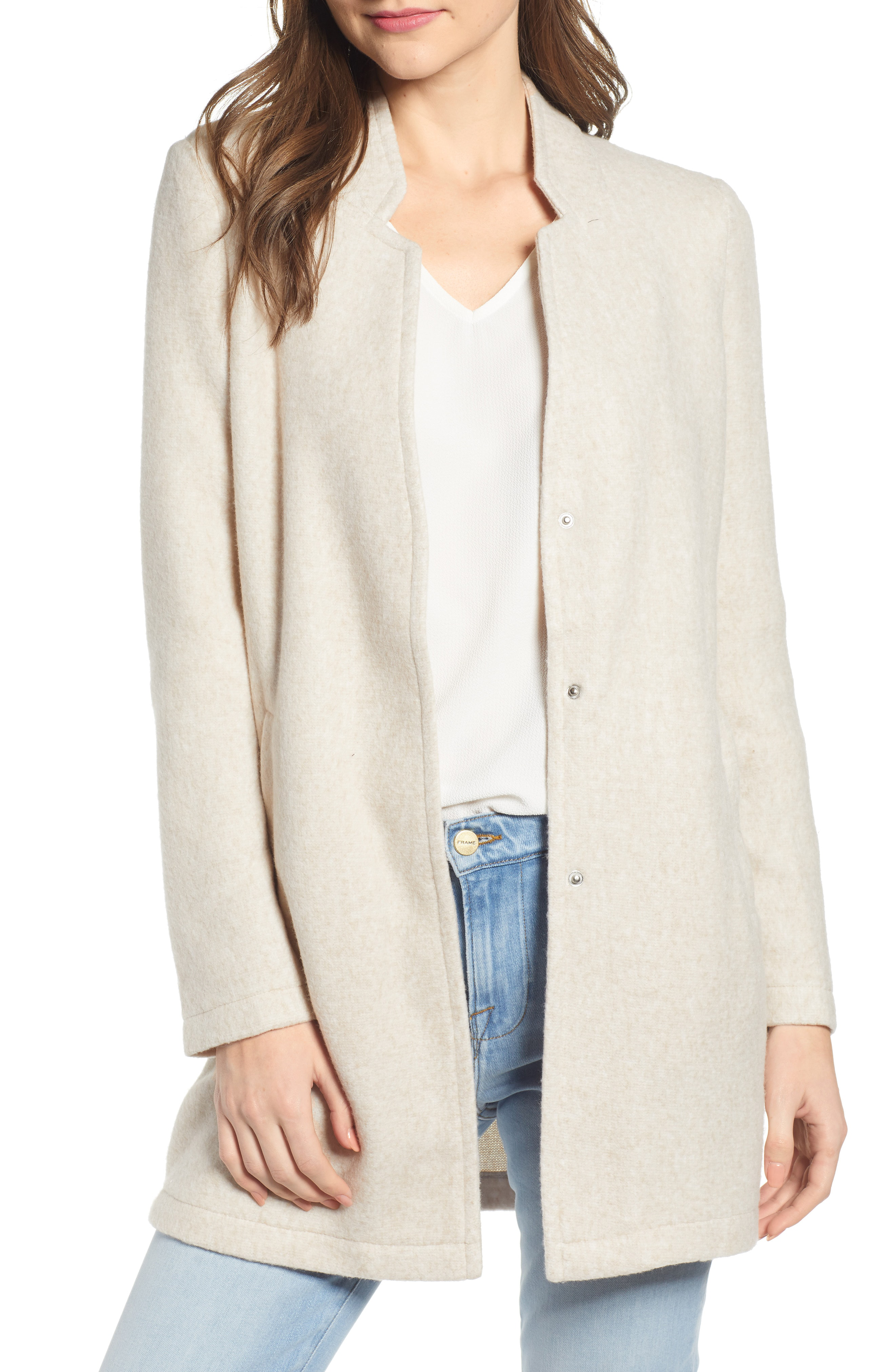 Vero Moda Katrine Brushed Fleece Jacket In Silver Mink | ModeSens