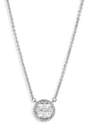 Tory Burch Pave Logo Pendant Necklace In Tory Silver/ Crystal