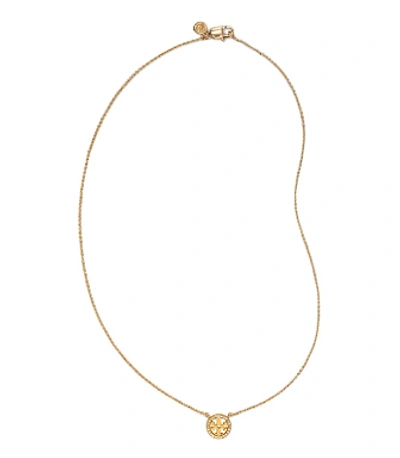 Tory Burch Miller Pavé Logo Delicate Necklace In Tory Gold/crystal