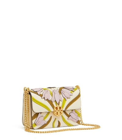 Tory Burch Chelsea Applique Convertible Mini Bag In Pink Meridian