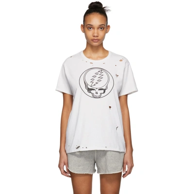 R13 White Steal Your Face Distressed Boy T-shirt In Dirty White