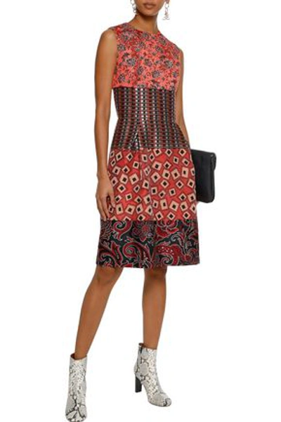 Etro Woman Paneled Jacquard Dress Coral