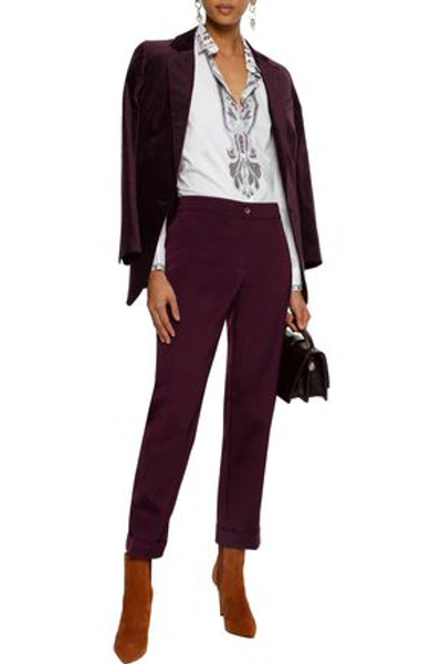 Etro Woman Sigaretta Faille Straight-leg Pants Burgundy