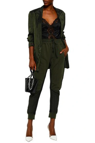 Haider Ackermann Woman Grosgrain-trimmed Cotton-jersey Track Pants Army Green