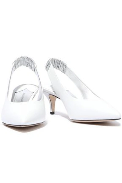 Paul Andrew Carpanthian Metallic-trimmed Leather Slingback Pumps In White