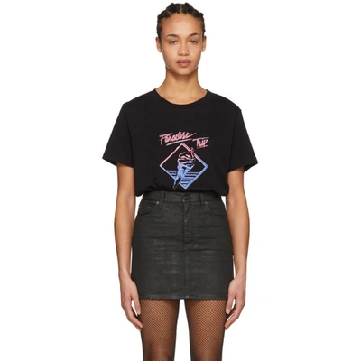 Saint Laurent Paradise Trip Cotton Jersey T-shirt In Nero