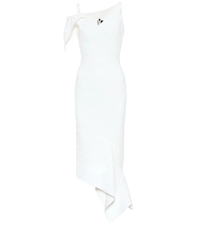Roland Mouret Rotsea Floral Waffle-knit Dress In White