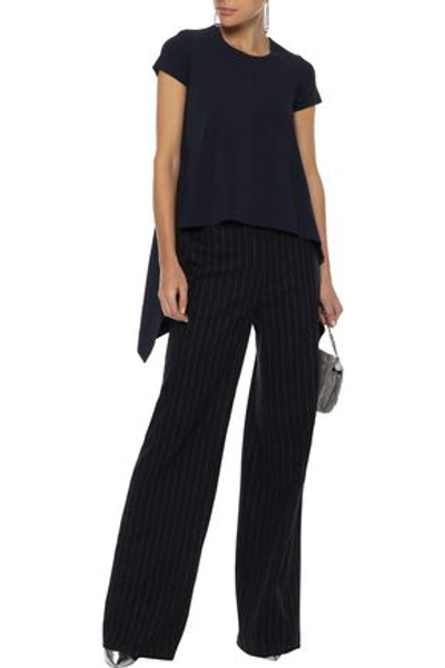 Stella Mccartney Draped Stretch-knit T-shirt In Navy