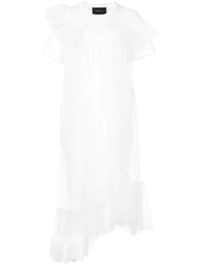 Simone Rocha Asymmetric Gathered T-shirt Dress In White