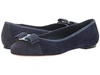 Ferragamo Salvatore  Woman Varina Bow-embellished Two-tone Suede Ballet Flats Navy
