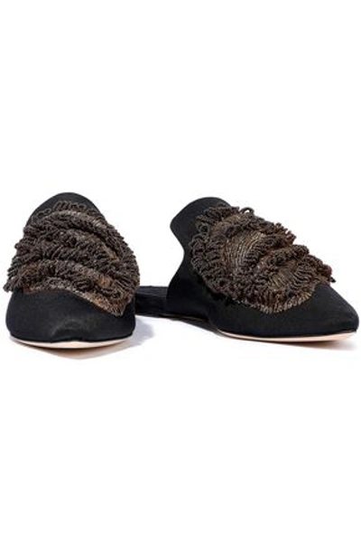 Sanayi313 Sanayi 313 Woman Cedronello Appliquéd Faille Slippers Black