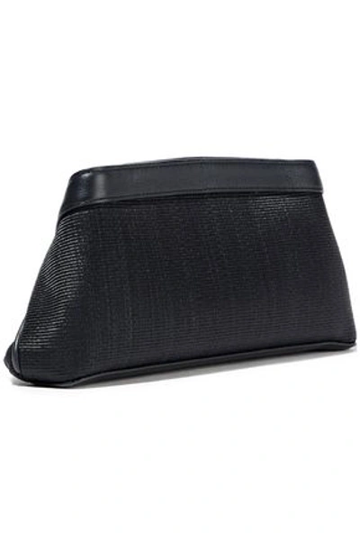 Akris Woman Leather-trimmed Woven Horse Hair Clutch Black
