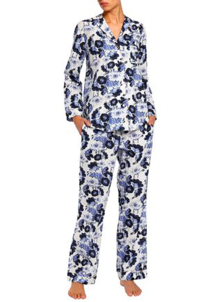 Yolke Woman Striped Cotton-poplin Pajama Set Blue