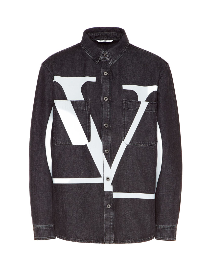 Valentino 黑色logo印花衬衫 In Black | ModeSens