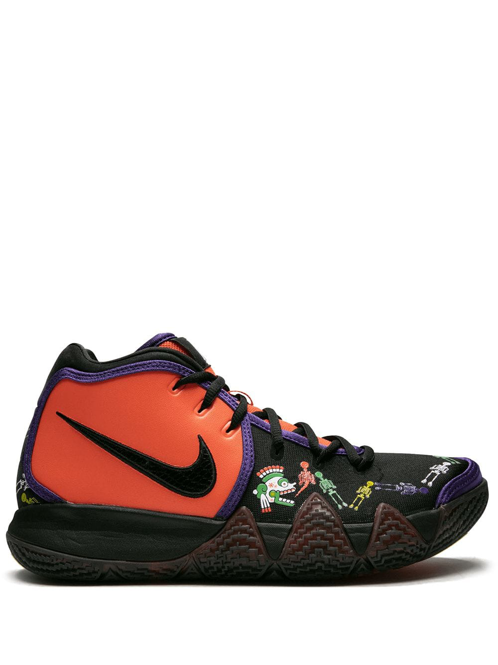 kyrie 4s black and orange