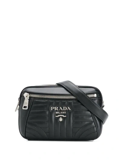 Prada Quilted Logo Belt Bag In Black