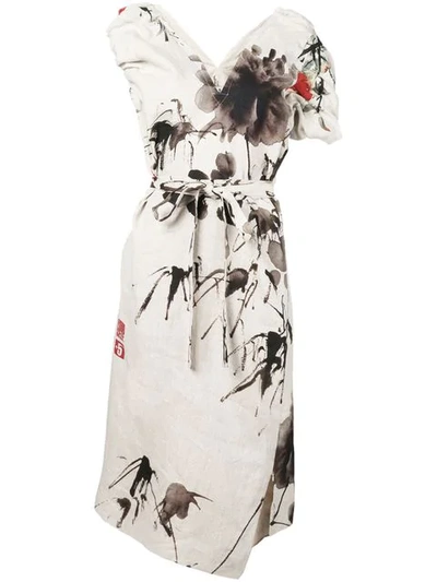 Vivienne Westwood Floral Print Slit Dress In Neutrals