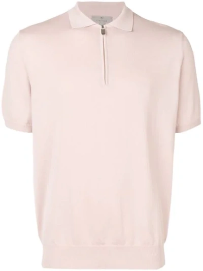 Canali Zipped Polo Collar Shirt In Pink