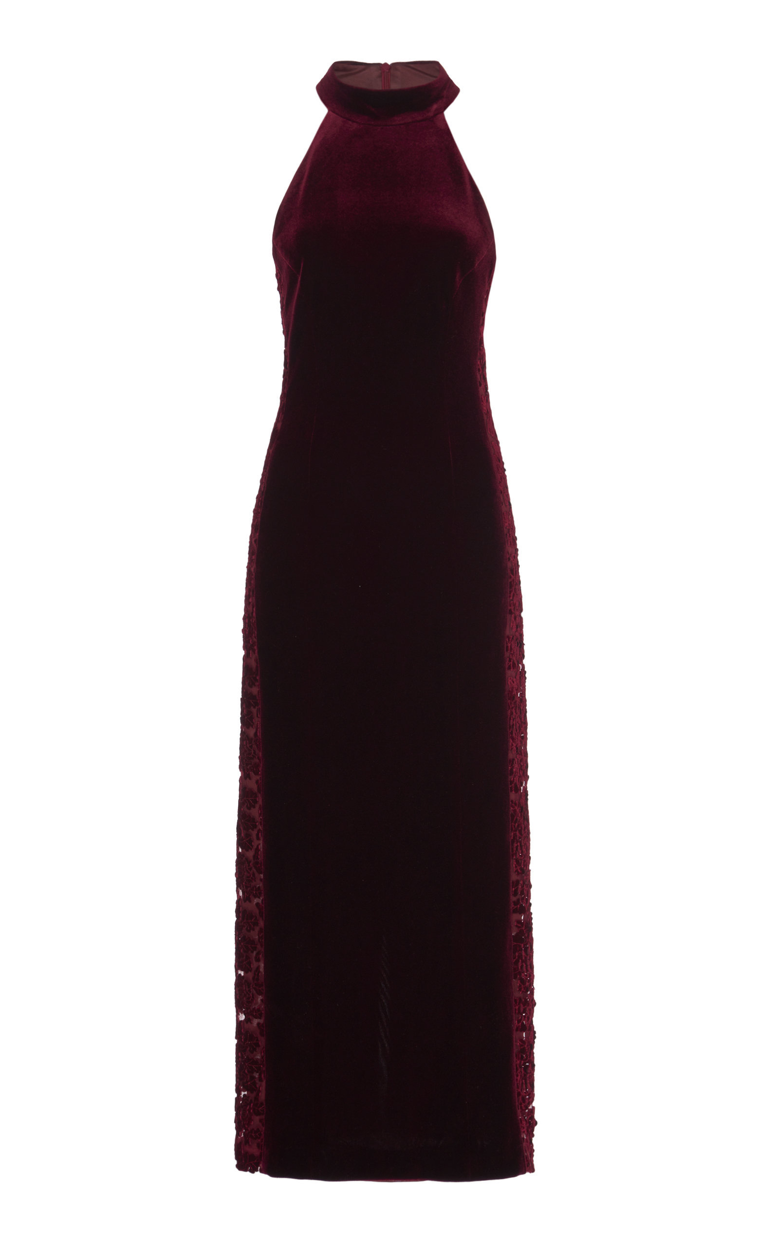 red velvet halter dress