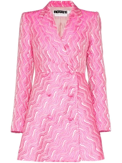 Rotate Birger Christensen Double-breasted Textured Jacquard Mini Blazer Dress In Pink