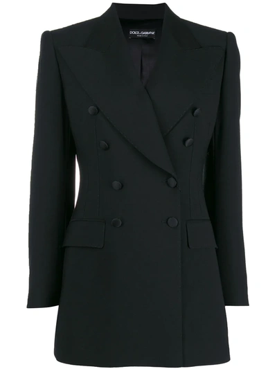 Dolce & Gabbana Double-breasted Gabardine Tuxedo Jacket In Black