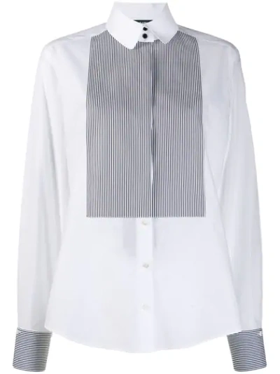Dolce & Gabbana Oversized Pinstriped-panel Blouse In White